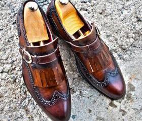 Handmade Men Tan Dress Shoes, Men Luxury Business Bespoke Shoes, Brogue ...