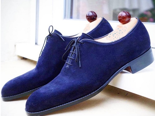 mens blue suede oxford shoes
