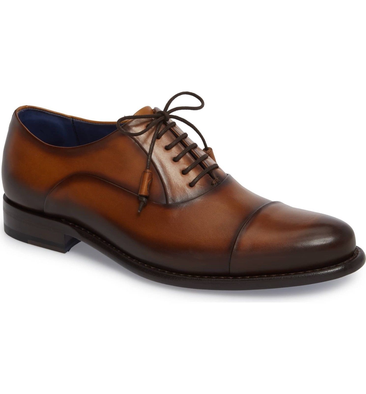 Cap Toe Men's Oxford Shoes Genuine Leather Shoes For Men Handmade Mens ...