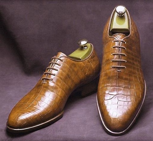 Men,s Handmade Leather Shoes, Formal Crocodile Texture Leather Men ...