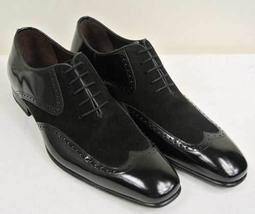 New Handmade Mens Formal Shoes, Men Black Wing Tip Suede And Leather ...